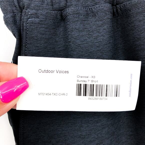 OUTDOOR VOICES Men's Sunday 7" Shorts XS Black Charcoal Athletic NWT - Picture 7 of 9